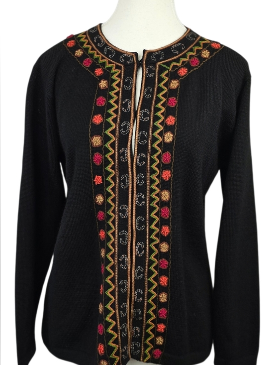 Sumac Alpaca Sweaters - Vintage Sumac Alpaca Cardigan Embroidered Sweater Sz L Cottagecore Coastal
